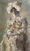 Mikhail Vrubel Portrait of Nadezhda zabela-Vrubel.the Artist's wife,wearing an empire-styles summer dress made to his design oil